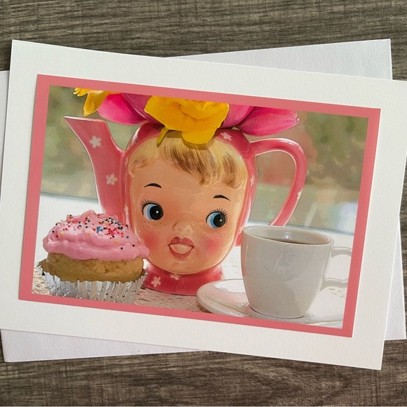 Six beautiful Miss Cutie Pie Teapot 5x7 photo greeting cards - Picture 6 of 6